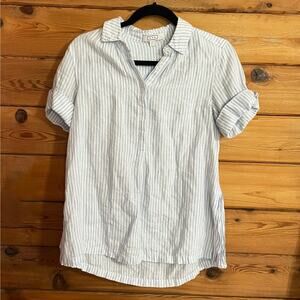 AYR “The Burst” Short Sleeve 100% Linen Popover Shirt Extra Small
